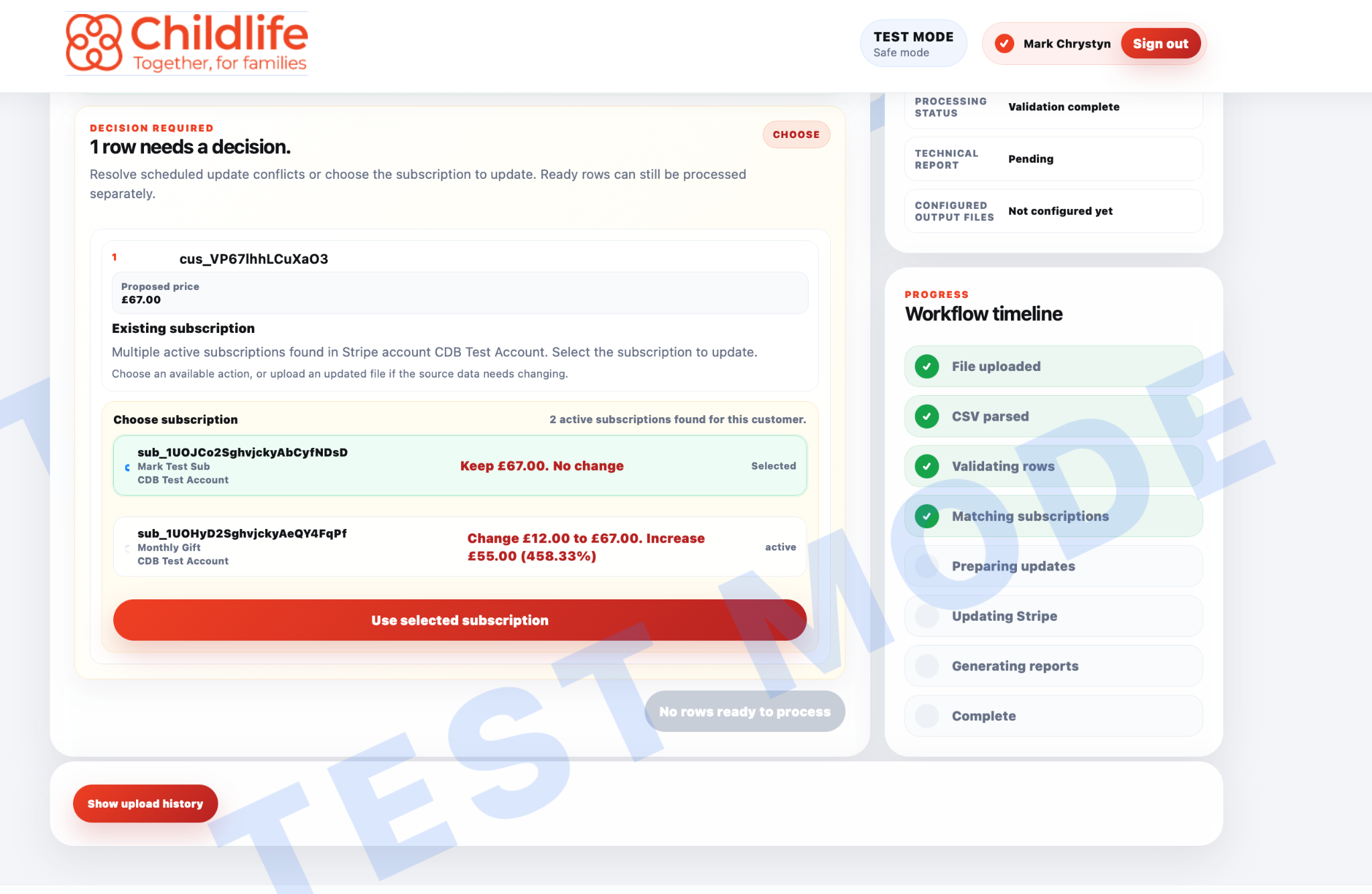 Resolve screen in the Stripe Integrations Portal